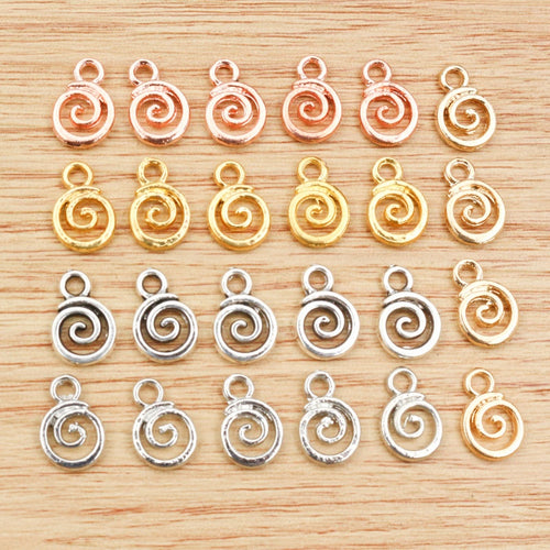 11x8mm Alloy Small Spiral Circle Pendant For DIY Jewelry Necklace Bracelet Charm Accessories