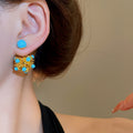 Light Luxury Resin Hollow Flower Double Sided Stud Earrings With Silver Needles view 3