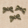 Antique Bronze Alloy Bowknot Double Loop Pendant Charms For DIY Necklace Bracelet Accessories view 3