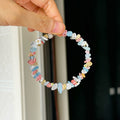 Colorful Artificial Crystal Flower Beaded Bracelet Rainbow Chip Stone Fresh Style For Women view 2