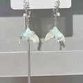 Faux Pearl Asymmetric Fishtail Long Clip-on Earrings Elegant Chic Animal Tail Design view 3