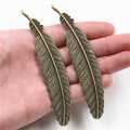 Alloy Feather Pendant 105x21mm 8g DIY Jewelry Accessory Charm For Necklace Keychain view 3
