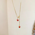 Stainless Steel Enamel Heart Pendant Necklace, Light Luxury Retro Chinese Style Clavicle Chain view 4