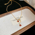 Stainless Steel Enamel Heart Pendant Necklace, Light Luxury Retro Chinese Style Clavicle Chain view 2