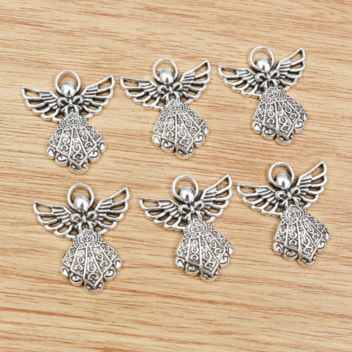 Alloy Winged Angel Pendant For DIY Jewelry Accessories, Necklace Bracelet Charm, 26x23mm 2g
