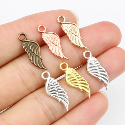 Alloy Wing Heart Pendant Charm For DIY Necklace Bracelet Jewelry Accessories 21x8mm 0.7g