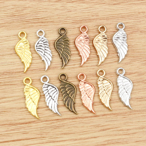Alloy Wing Heart Pendant Charm For DIY Necklace Bracelet Jewelry Accessories 21x8mm 0.7g