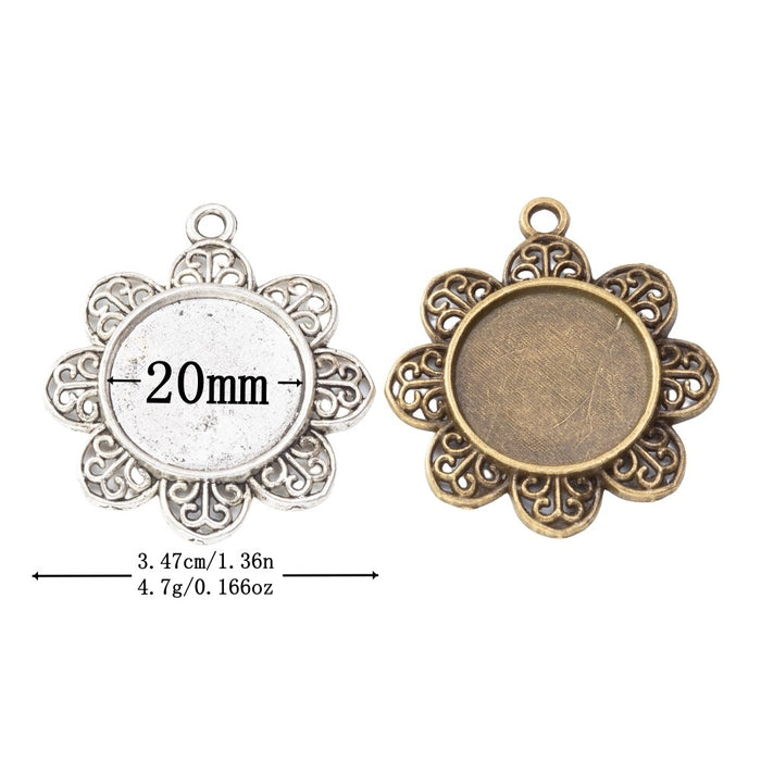 20mm Zinc Alloy Flower Charm Pendant for DIY Necklace Bracelet Jewelry Making