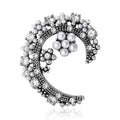 Alloy Pearl Moon Flower Brooch Pin For Fashion Clothing view 2