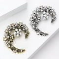 Alloy Pearl Moon Flower Brooch Pin For Fashion Clothing view 3