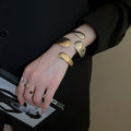 Metal Oval Smooth Open Cuff Bangle Jewelry Set, European American Statement Light Luxury Bracelet view 1