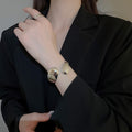 Metal Oval Smooth Open Cuff Bangle Jewelry Set, European American Statement Light Luxury Bracelet view 3
