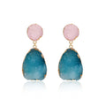 Gold Tone Two-Tone Crystal Cluster Teardrop Drop Earrings in Two Colors view 2
