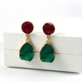 Gold Tone Two-Tone Crystal Cluster Teardrop Drop Earrings in Two Colors view 6