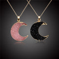 Gold Tone Crescent Moon Crystal Cluster Pendant Necklaces in Three Colors view 2