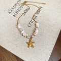 Light Luxury Starfish Shell Faux Pearl Pendant Necklace For Women Beach Vacation Clavicle Chain view 4
