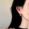Chic Copper C Shape Zircon Stud Earrings, Geometric Round Light Luxury Fashion Jewelry view 2