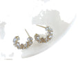 Chic Copper C Shape Zircon Stud Earrings, Geometric Round Light Luxury Fashion Jewelry view 5