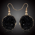 Gold Tone Round Crystal Cluster Drop Earrings in Thirteen Colors view 4