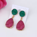Gold Tone Double Crystal Cluster Teardrop Drop Earrings in Two Colors view 4