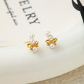 Elegant Mini Bowknot Pearl Alloy Stud Earrings For Women Light Luxury Commuter Fashion Daily Earrings view 4