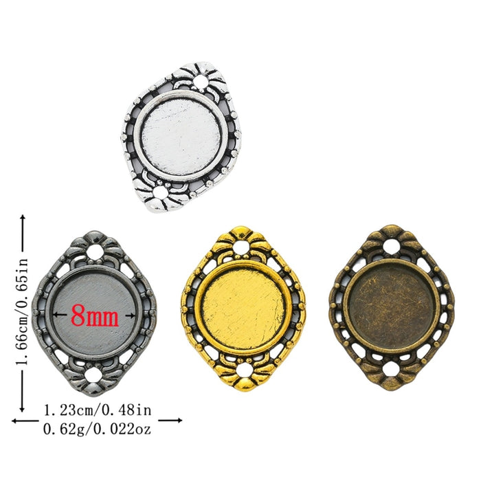 8mm Zinc Alloy Round Bezel Charm Pendant No.094803 for DIY Necklace Bracelet Jewelry Making