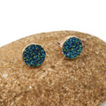 Gold Tone Glitter Crystal Cluster Round Stud Earrings in Two Colors view 1