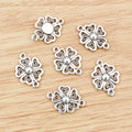 Alloy Double Loop Four Leaf Clover Pendant Connector For DIY Necklace Bracelet Charms 21x15mm view 3