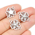 Alloy Double Loop Four Leaf Clover Pendant Connector For DIY Necklace Bracelet Charms 21x15mm view 5