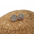 Gold Tone Glitter Crystal Cluster Round Stud Earrings in Two Colors view 4