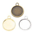18mm Zinc Alloy Round Bezel Charm Pendant for DIY Necklace Bracelet Jewelry Making view 5