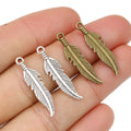 Alloy Feather Pendant Connector 27x7mm 0.7g For DIY Jewelry Necklace Bracelet Accessories view 5