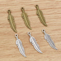 Alloy Feather Pendant Connector 27x7mm 0.7g For DIY Jewelry Necklace Bracelet Accessories view 4