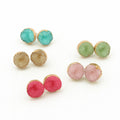 Gold Tone Round Crystal Cluster Stud Earrings in Eight Color Options view 2