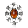 Alloy Vintage Thistle Badge Brooch Pin With Hollow Geometric Design view 2