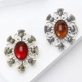 Alloy Vintage Thistle Badge Brooch Pin With Hollow Geometric Design view 3