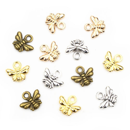 10x11mm Small Bee Insect Alloy Pendant Charm, 0.5g DIY Necklace Bracelet Jewelry Accessory
