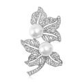 Alloy Pearl Leaf Brooch For Womens Blazer Lapel Decoration view 1