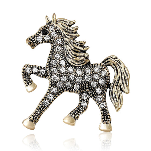 Alloy Micro Pave Horse Brooch For Creative Garment Accessories