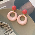 Dopamine Color Acrylic Donut Hoop Drop Stud Earrings For Women Sweet Vacation Style Silver Needle Earrings view 4