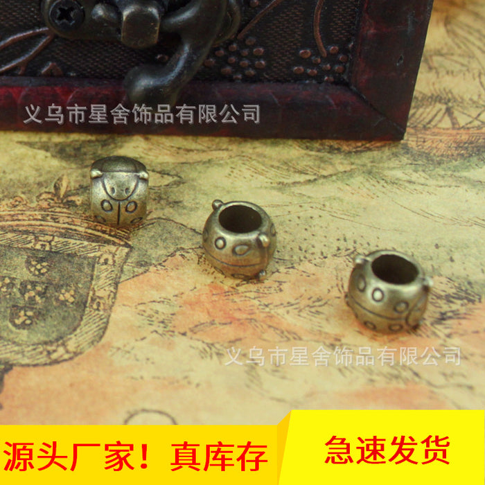 Antique Bronze Ladybug Large Hole Alloy Bead 10x8mm