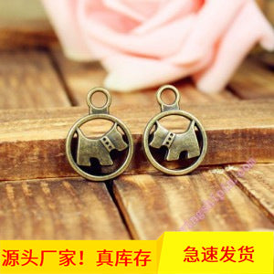 Double-Sided Dog Circle Alloy Charm Pendant