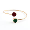 Gold Tone Double Crystal Cluster Open Cuff Bracelet in Three Colors view 3