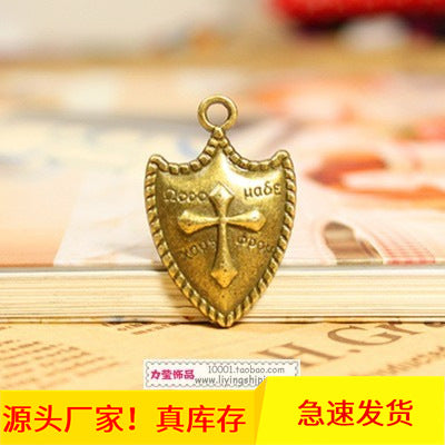 30×20mm Alloy Cross Shield Charm Pendant for DIY Jewelry