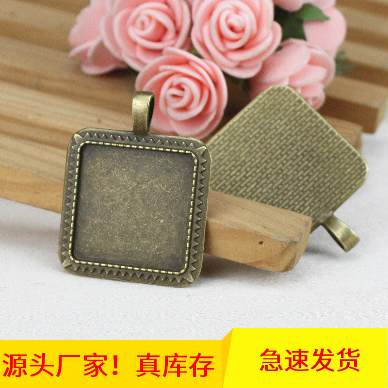 Square Alloy Cabochon Tray Bezel Setting for 25mm Cabochons