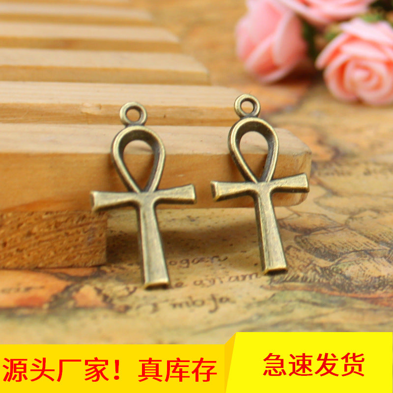 Vintage Alloy Cross Charm Pendant 26x14mm