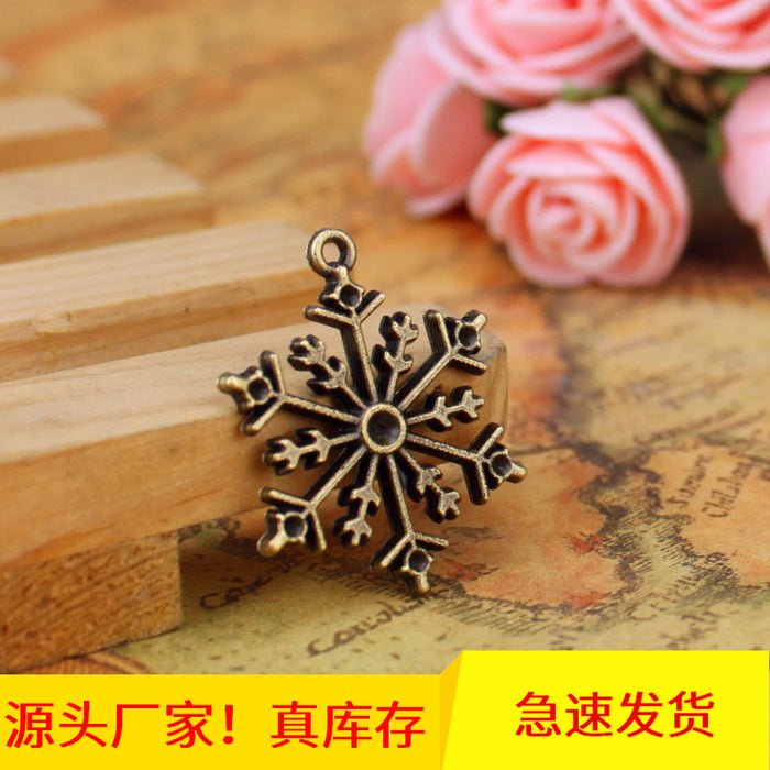 22mm Vintage Alloy Snowflake Christmas Charm Pendant