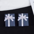 Navy Jewelry Presentation Box With White Ribbon Bow view 3