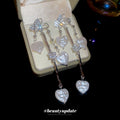 925 Sterling Silver Rhinestone Butterfly Pearl Heart Tassel Drop Earrings Light Luxury Design view 4