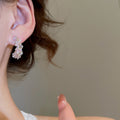 Copper Zircon C-Shaped Geometric Hoop Earrings Minimalist Light Luxury For Women view 3
